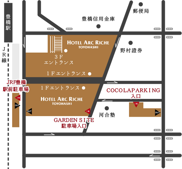 ホテルアークリッシュ豊橋　地図　駐車場